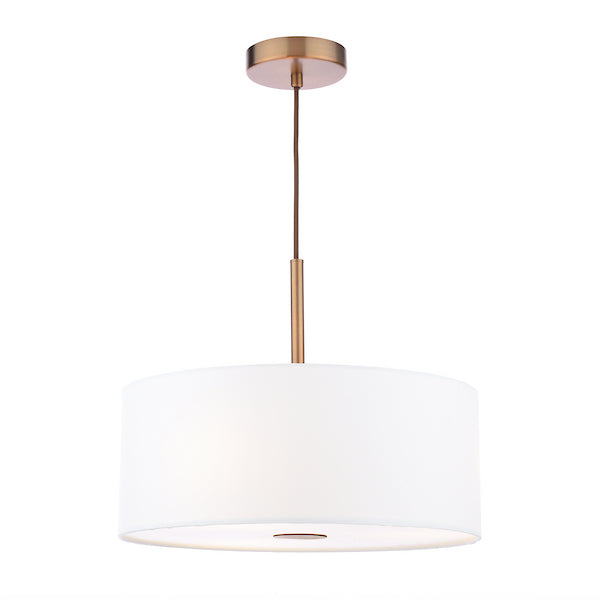 Dar Lighting Isla 3 Light Antique Bronze Pendant with 40cm Ivory Shade