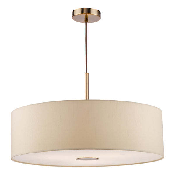 Dar Lighting Isla 3 Light Antique Bronze Pendant With Ecru Shade 60cm