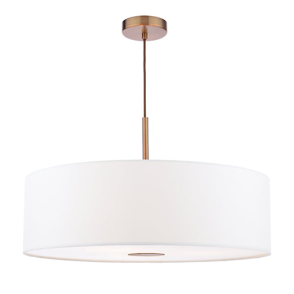 Dar Lighting Isla 3 Light Antique Bronze Pendant with 60cm Ivory Shade