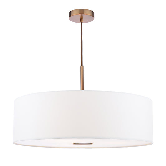 Dar Lighting Isla 3 Light Antique Bronze Pendant with 60cm Ivory Shade