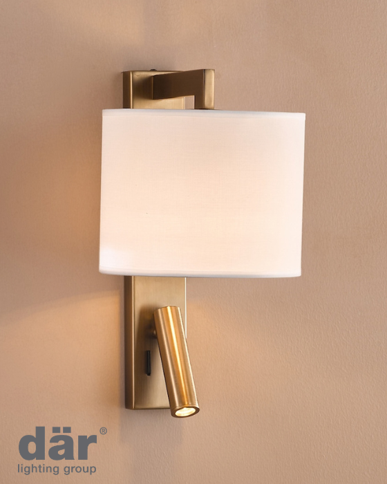 Dar Lighting Itala LED Antique Bronze Wall Light With Shade