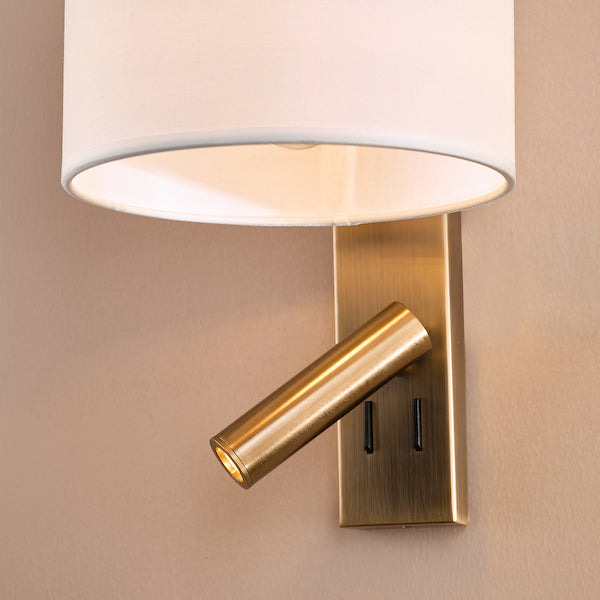 Dar Lighting Itala LED Antique Bronze Wall Light With Shade
