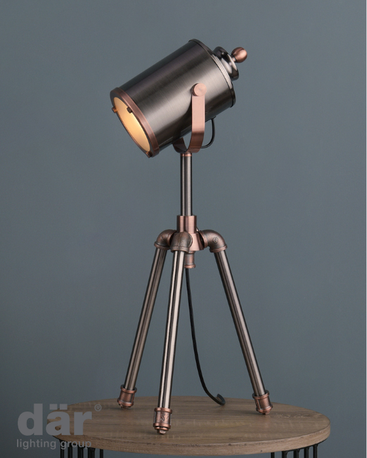 Dar Lighting Jake Antique Silver & Copper Task Table Lamp