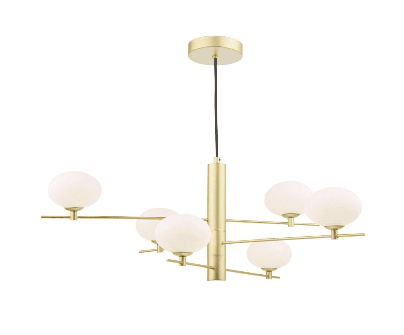 Dar Lighting Jasper 6 Light Satin Gold & Opal Glass Pendant