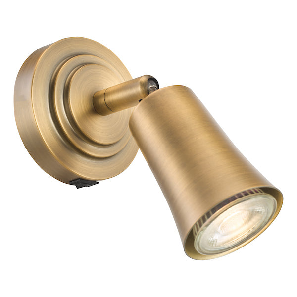 Dar Lighting Jedrek Aged Brass Single Spotlight