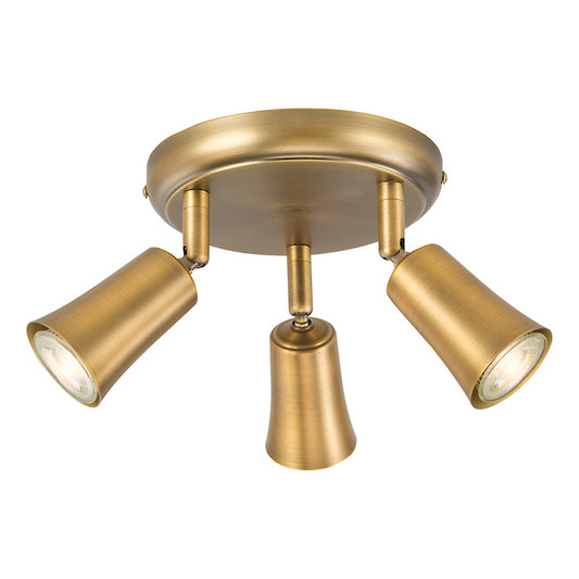Dar Lighting Jedrek 3 Light Aged Brass Plate Spotlight