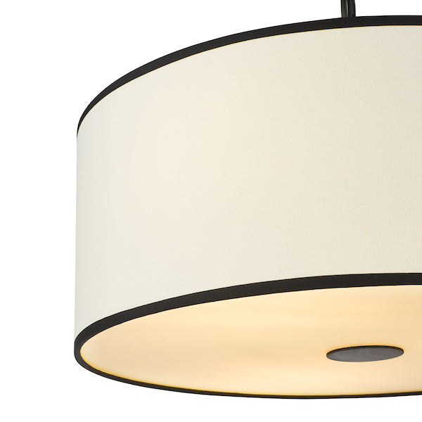Dar Lighting Jemima 3 Light White & Matt Black Pendant With Shade
