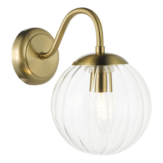 Dar Lighting Jocelyn Natural Brass & Glass Wall Light