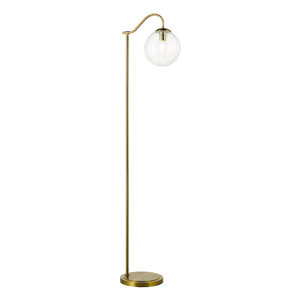 Dar Lighting Jocelyn Natural Brass & Glass Floor Lamp