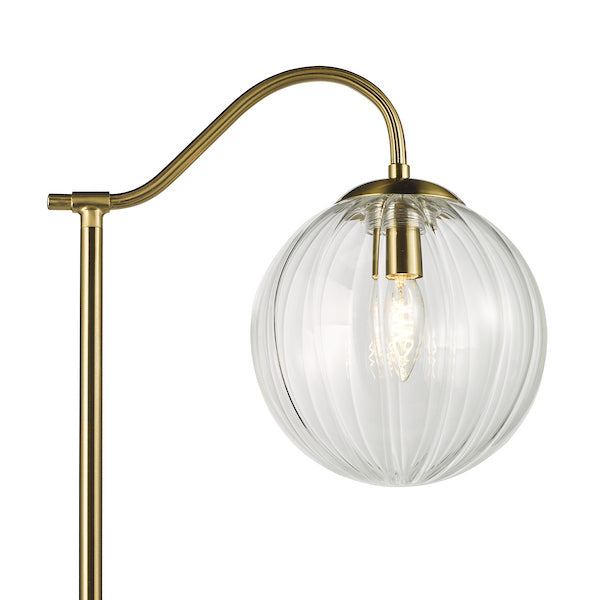Dar Lighting Jocelyn Natural Brass & Glass Floor Lamp