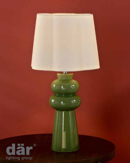 Dar Lighting Jordana Green & Polished Table Lamp Chrome With Shade