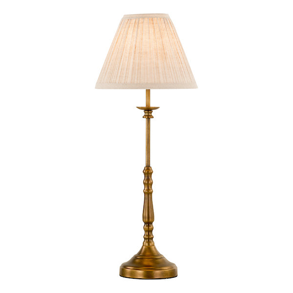 Dar Lighting Judy Antique Bronze Table Lamp With Pleated Linen Shade
