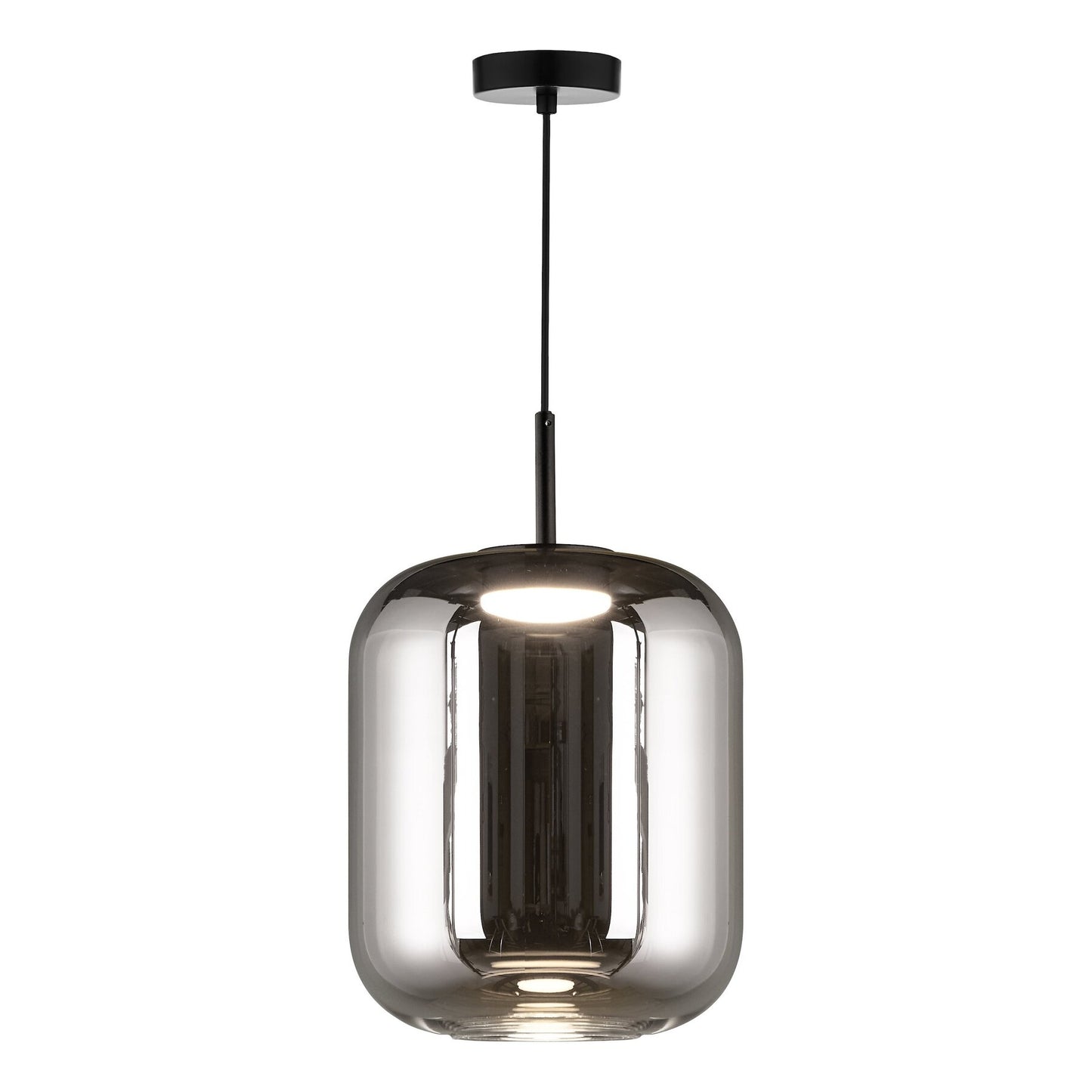 Dar Lighting Jurek Satin Black & Smoked Glass LED Pendant