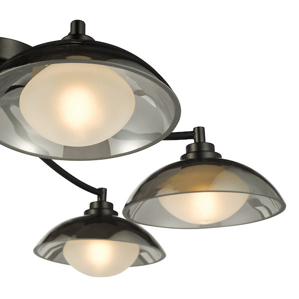 Dar Lighting Kadience 6 Light Satin Black & Smoked Glass Semi Flush