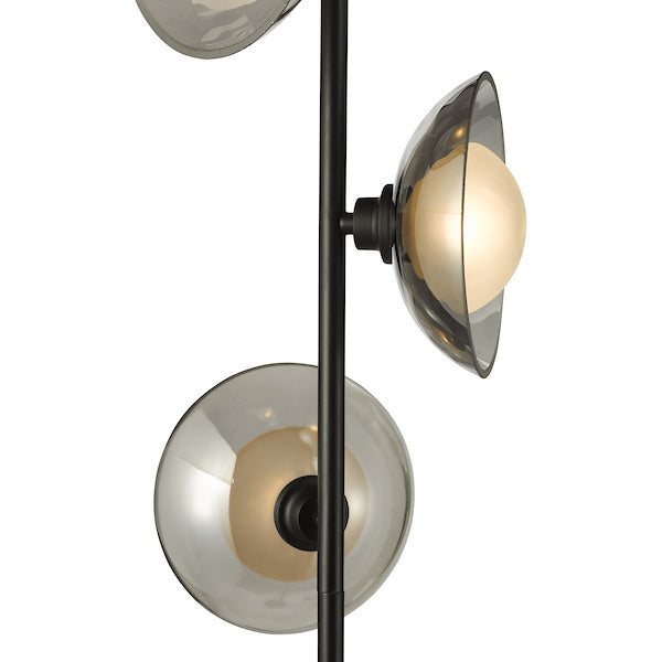 Dar Lighting Kadience 3 Light Satin Black & Smoked Glass Floor Lamp