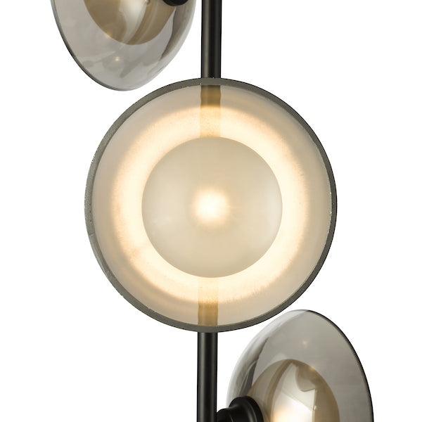 Dar Lighting Kadience 3 Light Satin Black & Smoked Glass Floor Lamp