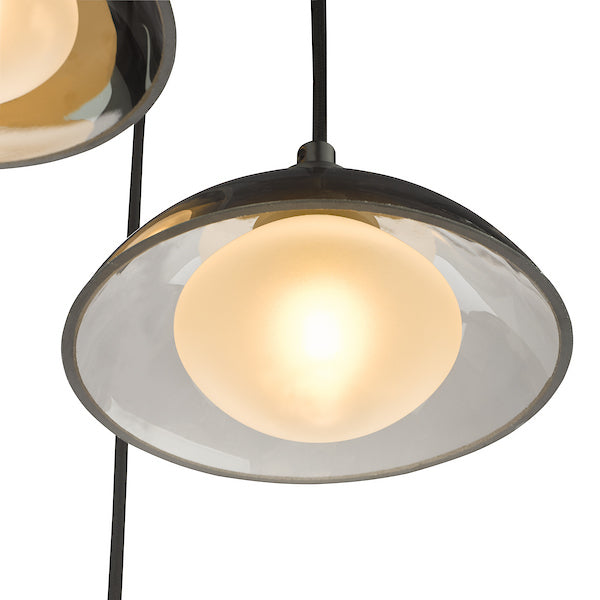 Dar Lighting Kadience 3 Light Satin Black & Smoked Glass Cluster Pendant
