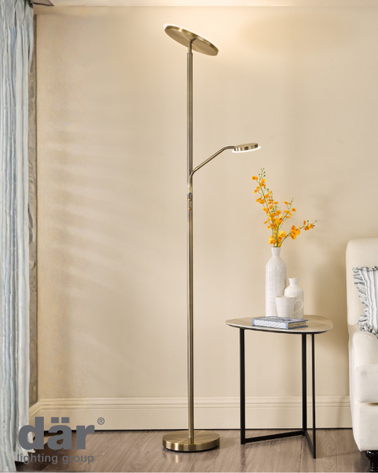 Dar Lighting Kamika Mother & Child Antique Brass LED Floor Lamp