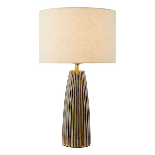Dar Lighting Kaulana Brown Ceramic Table Lamp With Shade