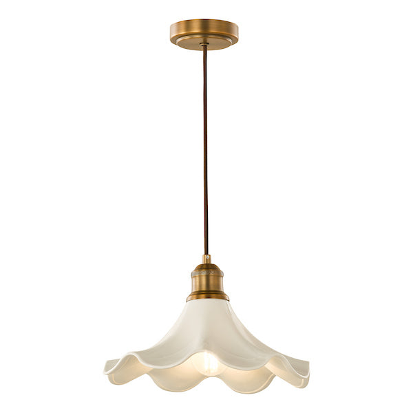 Dar Lighting Kayla Antique Bronze & Cream Ceramic Pendant