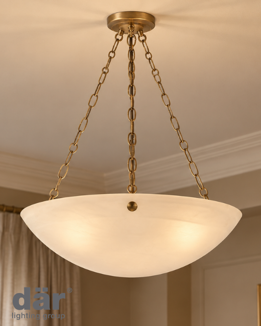 Dar Lighting Keita 3 Light Antique Bronze & Alabaster Glass Pendant