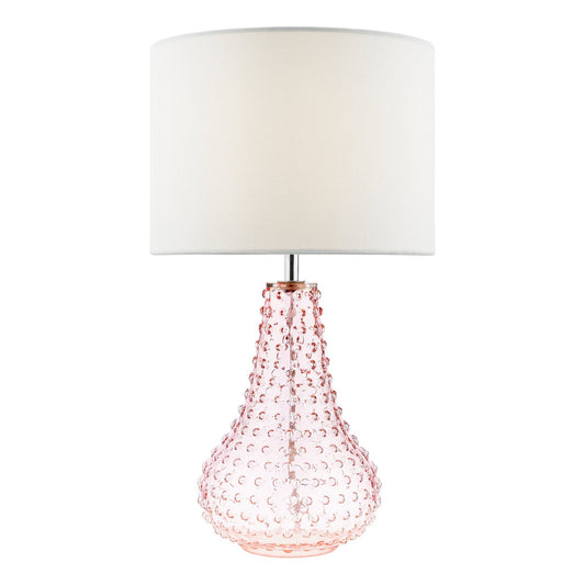 Dar Lighting Kristina Table Lamp Pink Glass With Shade