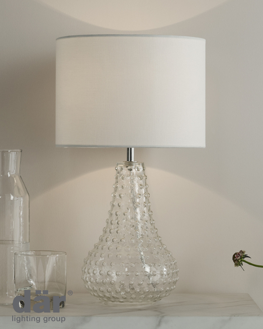 Dar Lighting Kristina Table Lamp Textured Glass With Shade