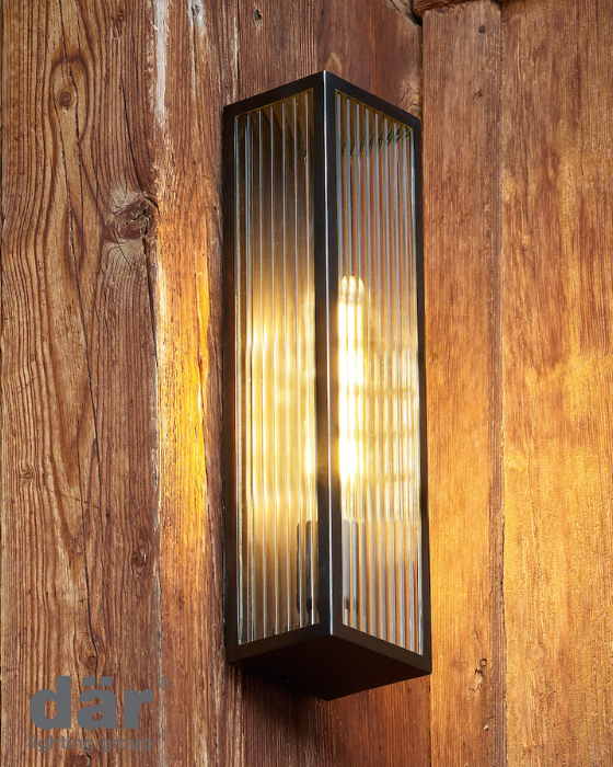 Dar Lighting Keegan Outdoor IP44 Large Rubbed Bronze Wall Light