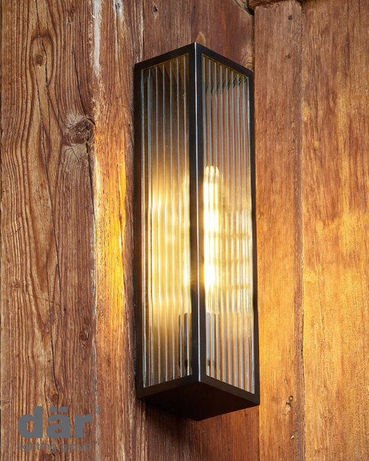 Dar Lighting Keegan Outdoor IP44 Large Rubbed Bronze Wall Light