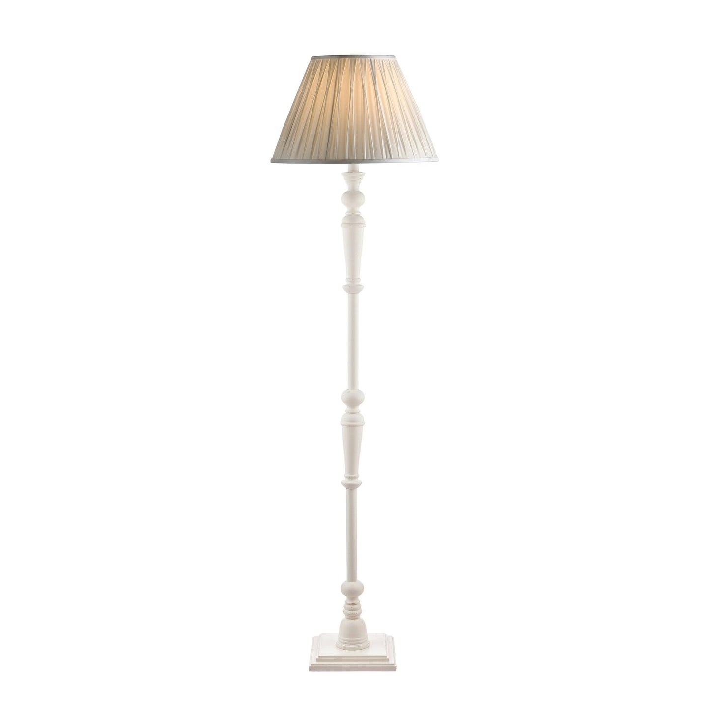 Laura Ashley Tate Wooden Distressed Off White Floor Lamp Base Only