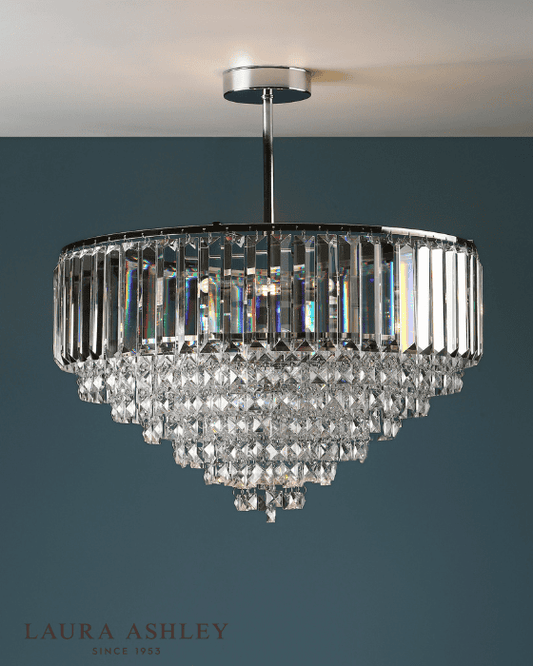 Laura Ashley Vienna 5 Light Crystal & Polished Chrome Semi Flush