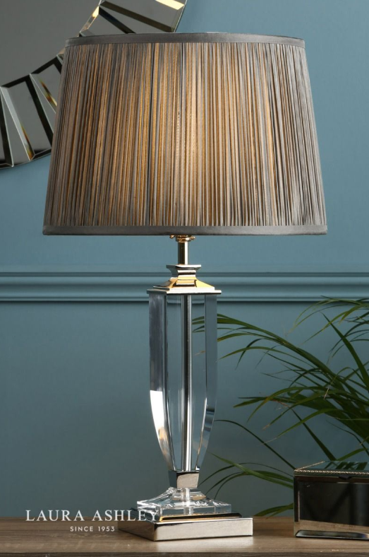 Laura Ashley Carson Medium Polished Nickel & Crystal Table Lamp Base Only