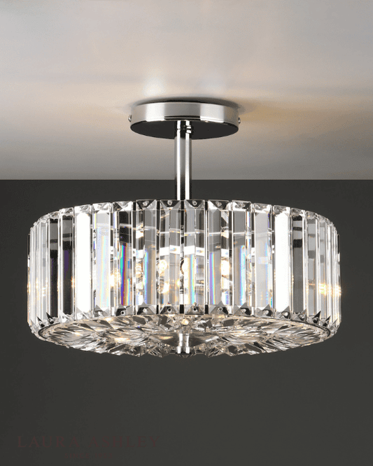 Laura Ashley Fernhurst 3 Light Polished Chrome & Glass Semi Flush