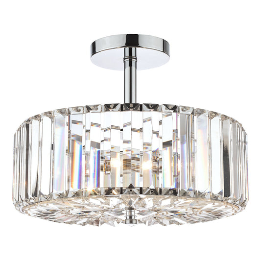 Laura Ashley Fernhurst 3 Light Polished Chrome & Glass Semi Flush