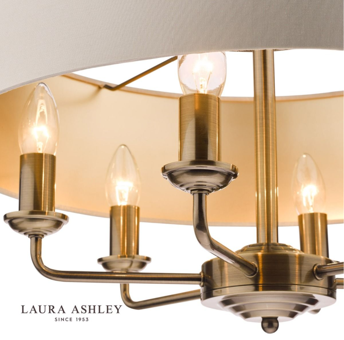 Laura Ashley Sorrento 6 Light Antique Brass Pendant With Ivory Shade