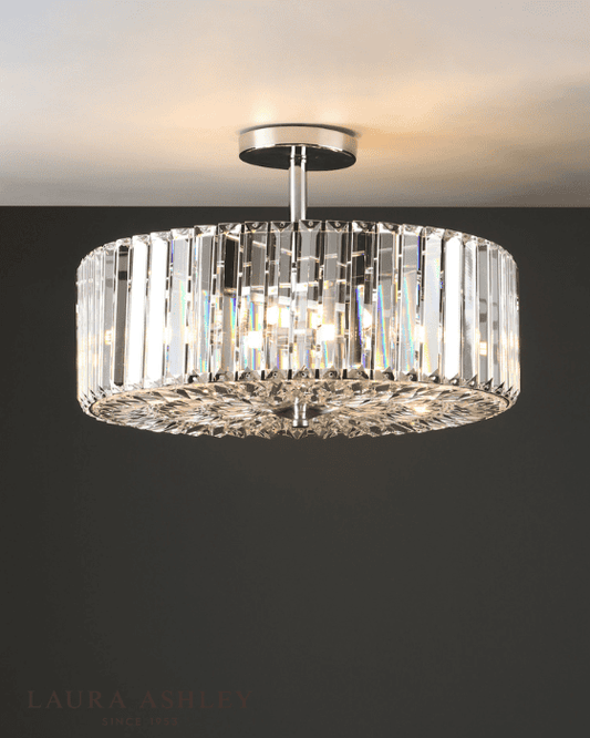 Laura Ashley Fernhurst 4 Light Polished Chrome Glass Semi Flush