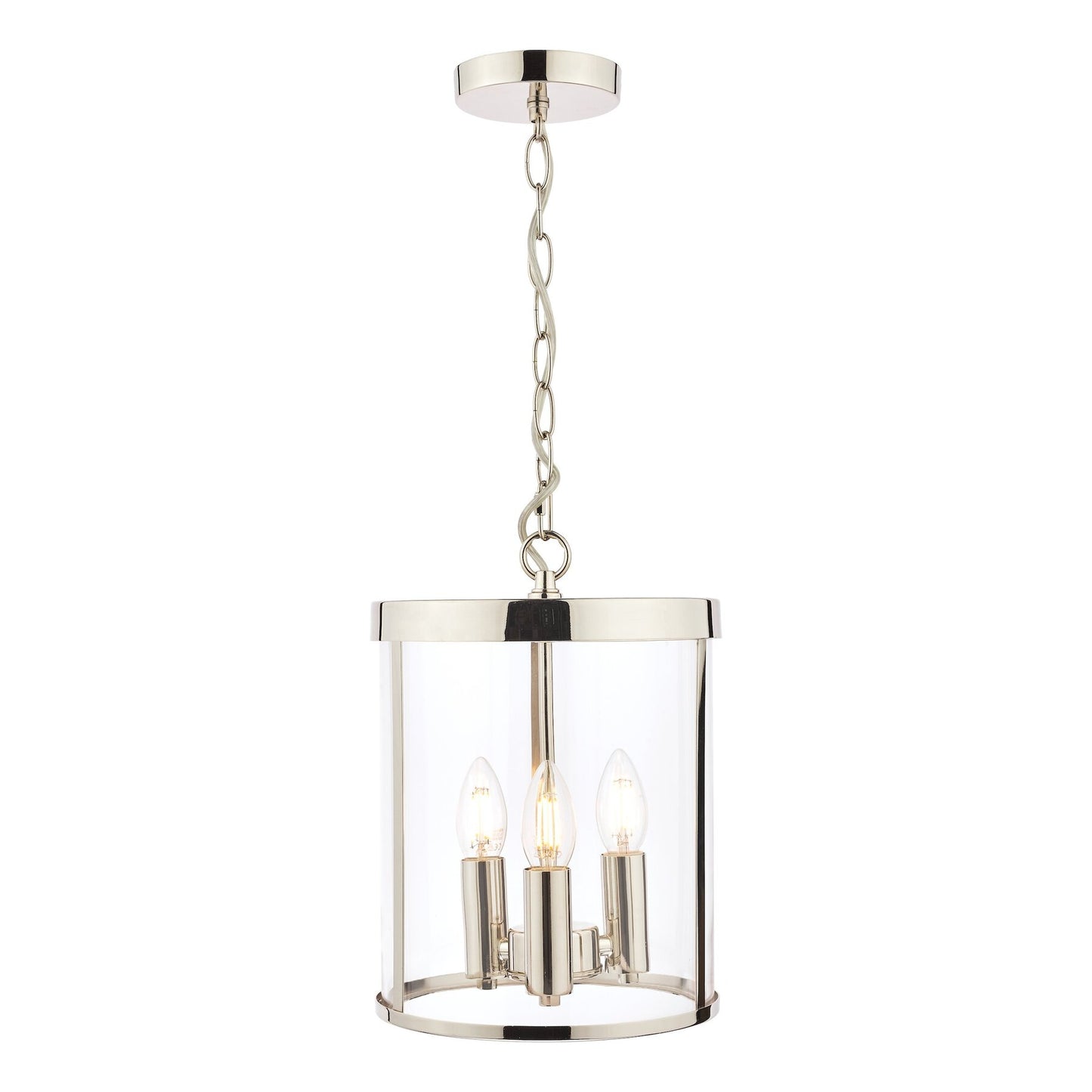 Laura Ashley Selbourne 3 Light Polished Nickel & Glass Lantern