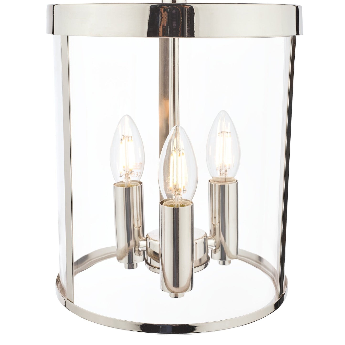 Laura Ashley Selbourne 3 Light Polished Nickel & Glass Lantern