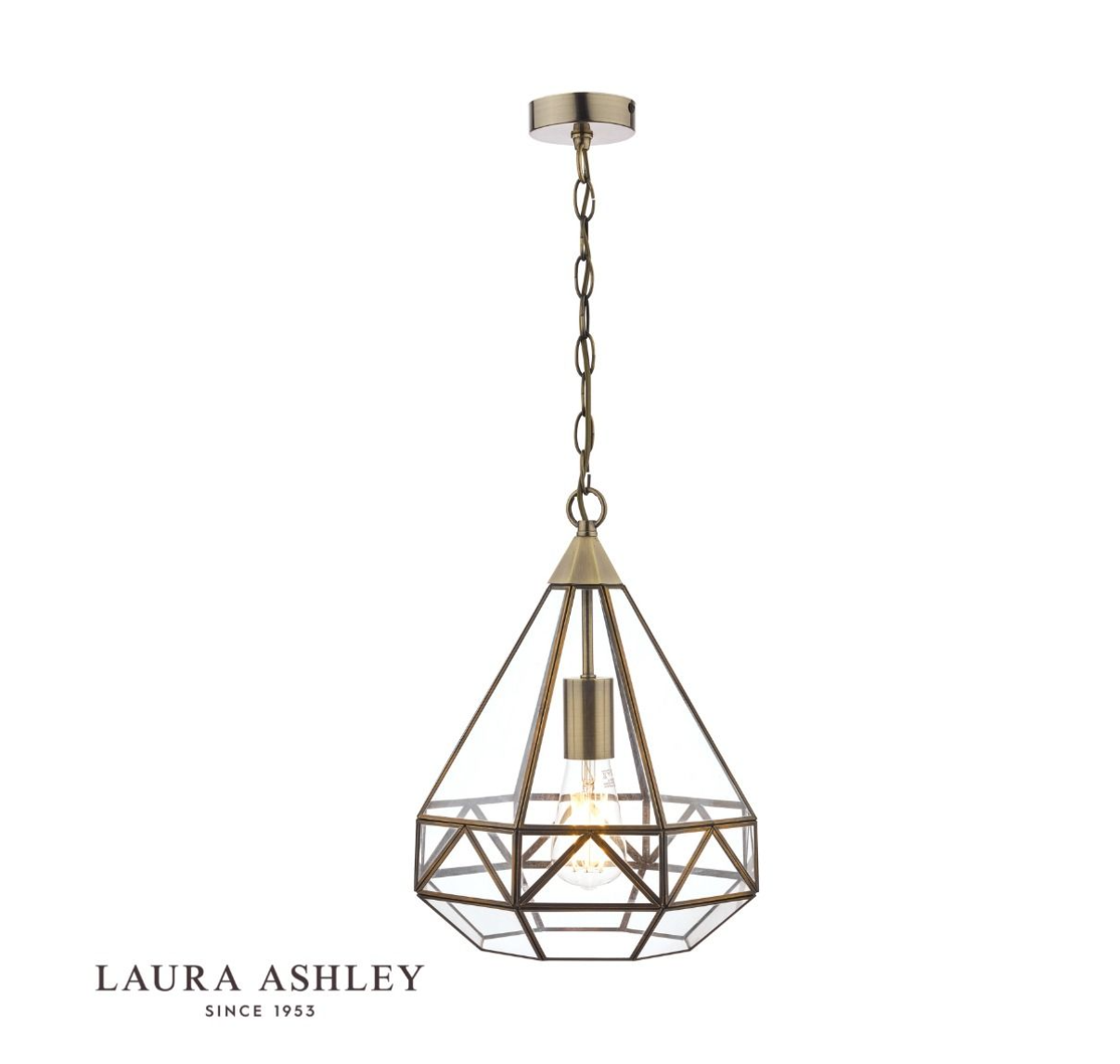 Laura Ashley Zaria Antique Brass & Glass Pendant