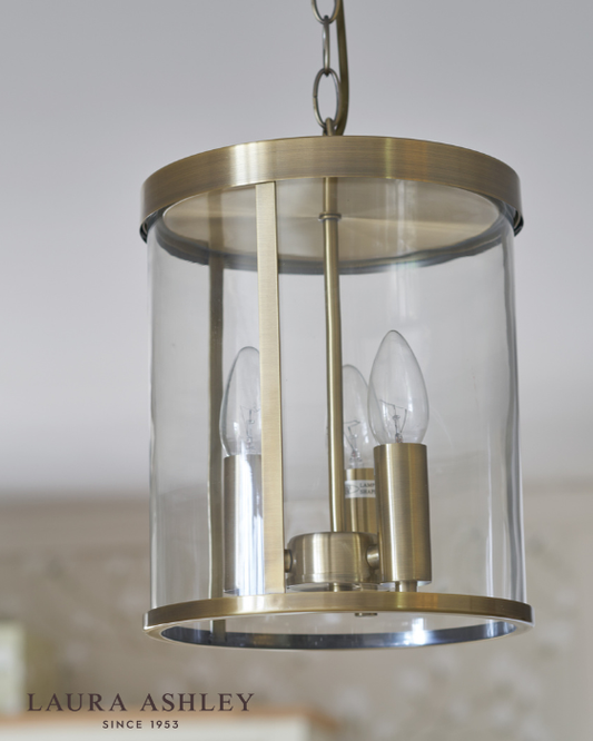 Laura Ashley Selbourne 3 Light Antique Brass & Glass Lantern