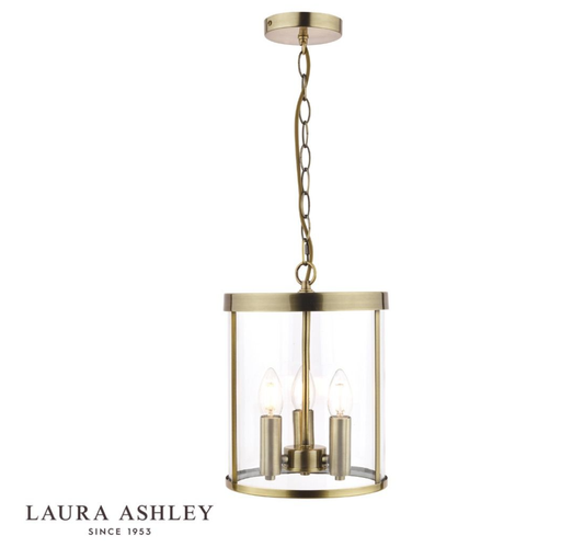 Laura Ashley Selbourne 3 Light Antique Brass & Glass Lantern