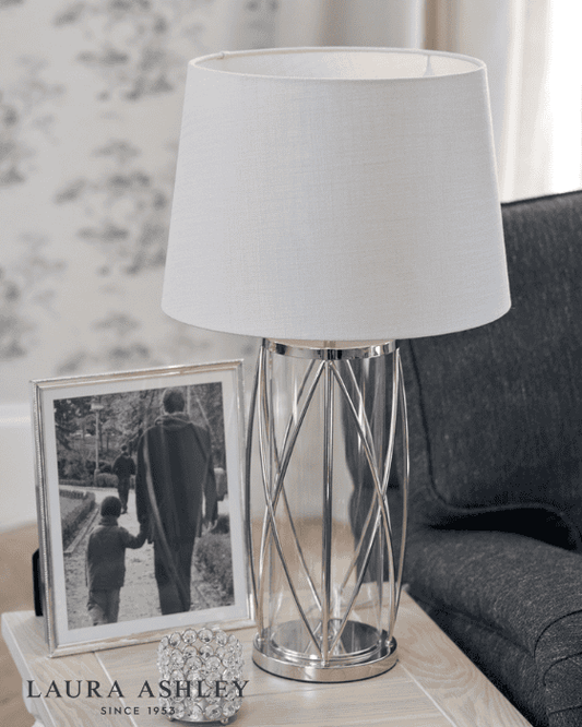 Laura Ashley Beckworth Large Polished Nickel Glass Table Lamp Base Only