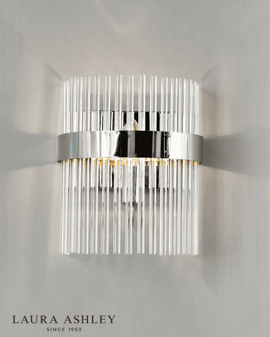 Laura Ashley Alexa Polished Nickel & Glass Rod Wall Light
