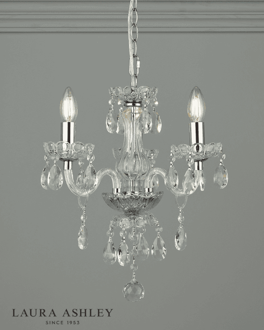 Laura Ashley Harriet 3 Light Crystal & Polished Chrome Chandelier