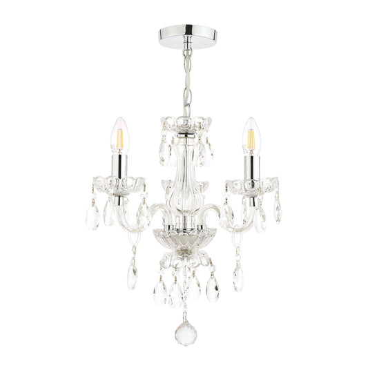 Laura Ashley Harriet 3 Light Crystal & Polished Chrome Chandelier