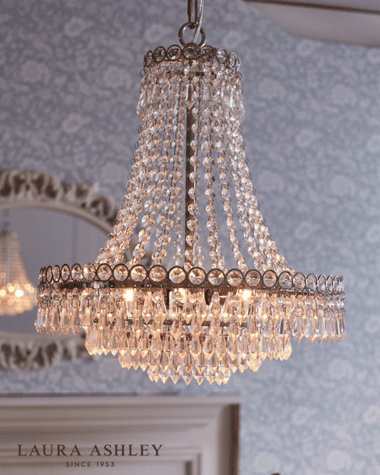 Laura Ashley Enid 5 Light Polished Nickel & Cut Glass Chandelier