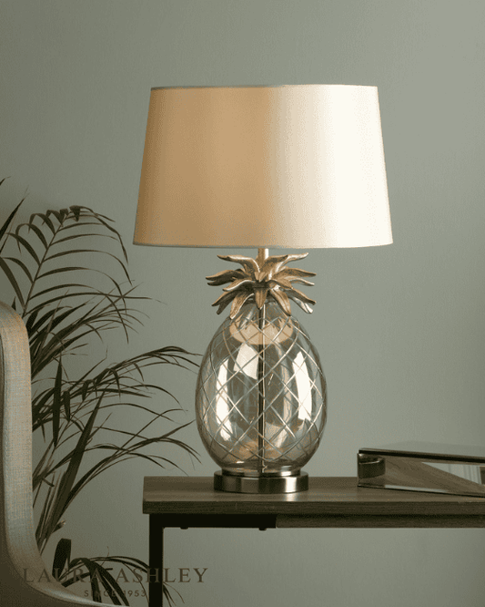 Laura Ashley Pineapple Large Table Lamp Champagne Cut Glass With Shade
