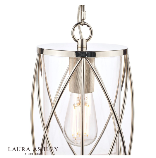 Laura Ashley Beckworth Polished Nickel & Glass Lantern