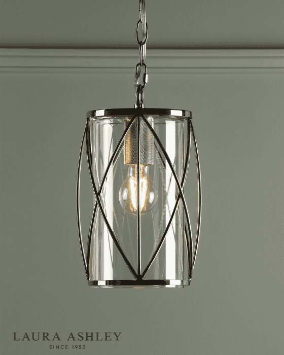 Laura Ashley Beckworth Polished Nickel & Glass Lantern