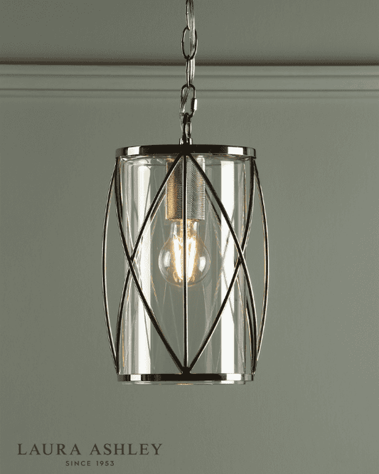 Laura Ashley Beckworth Polished Nickel & Glass Lantern